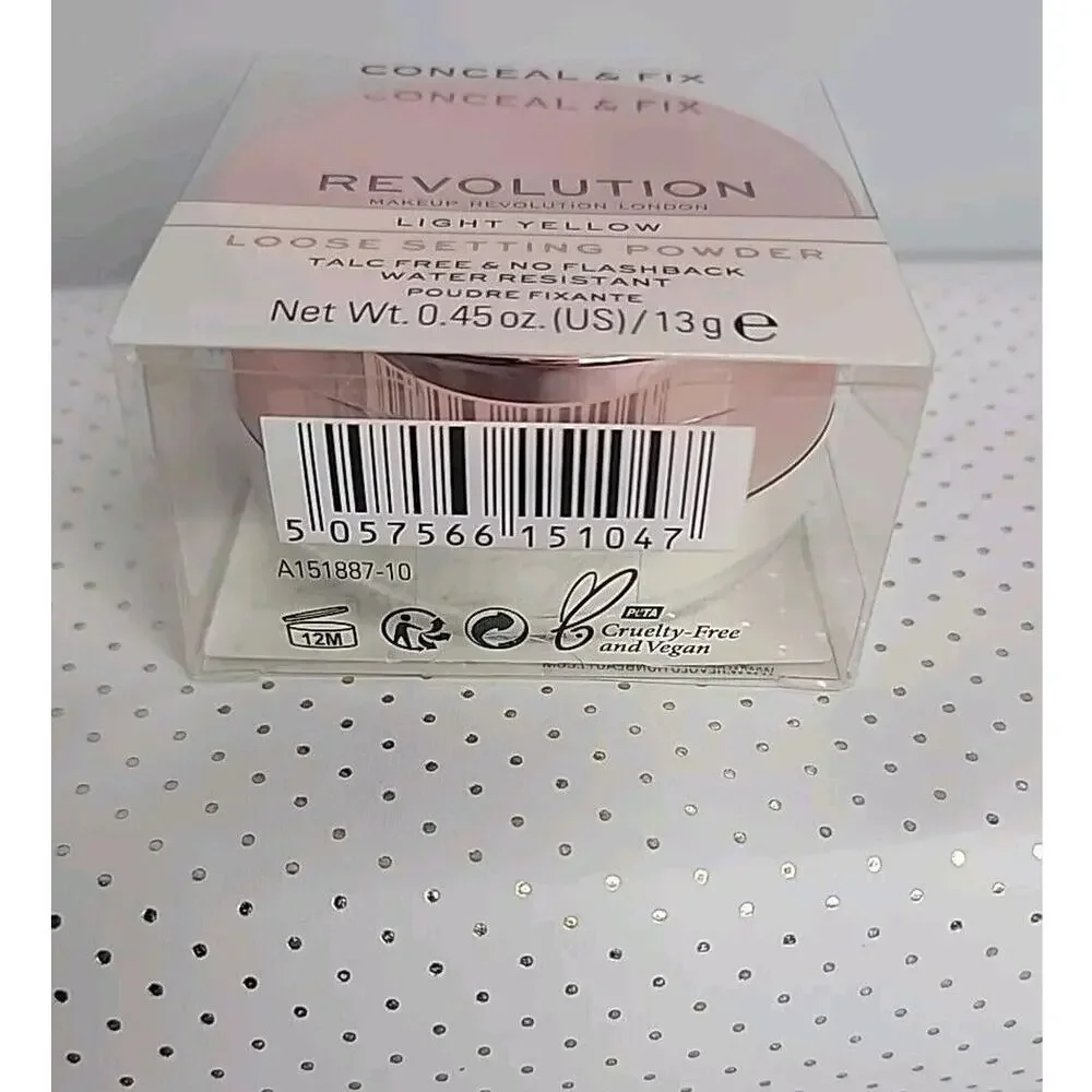 Revolution Conceal and Fix Loose Setting Powder Talc‎ Free LIGHT YELLOW